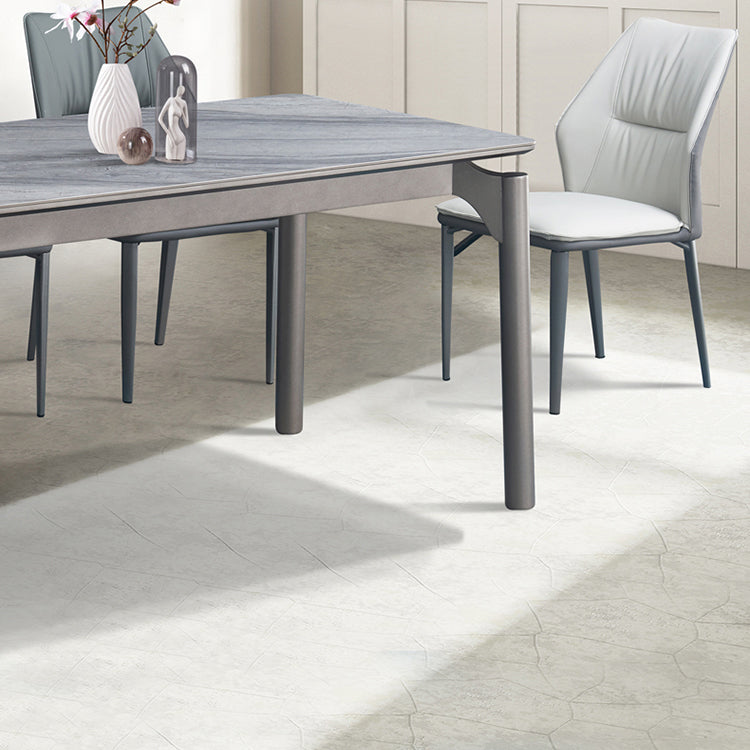 Modern Simple Side Chair Faux Leather Dining Chair with Metal Base for Living Room