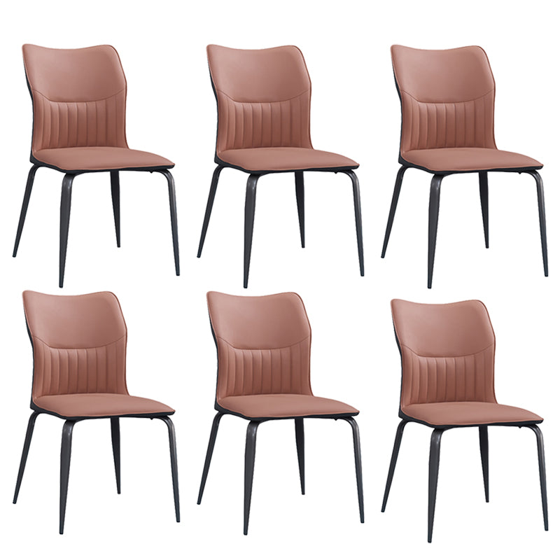 Modern Simple Side Chair Faux Leather Dining Chair with Metal Base for Living Room