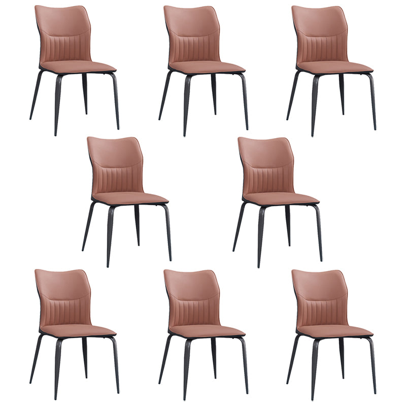 Modern Simple Side Chair Faux Leather Dining Chair with Metal Base for Living Room