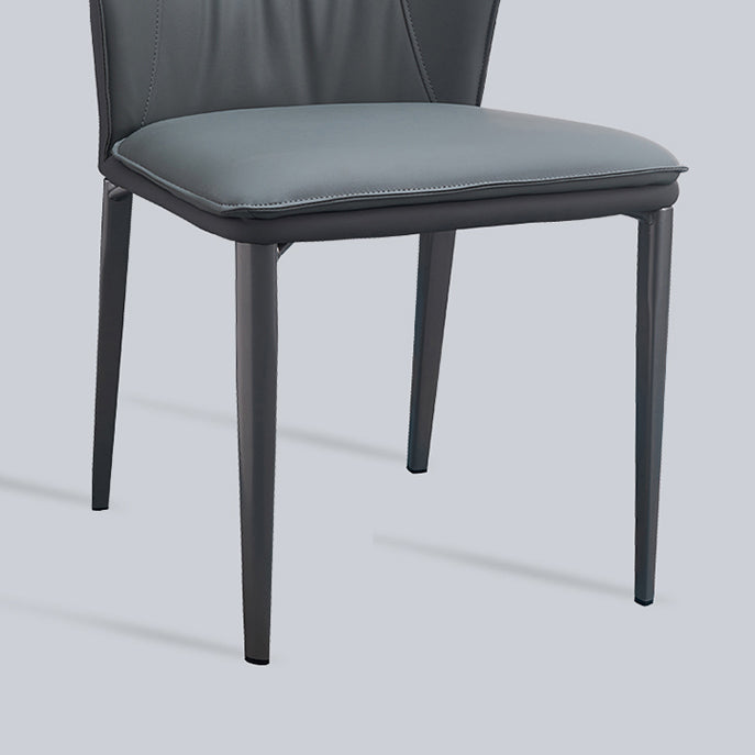 Modern Simple Side Chair Faux Leather Dining Chair with Metal Base for Living Room
