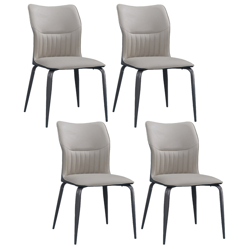 Modern Simple Side Chair Faux Leather Dining Chair with Metal Base for Living Room