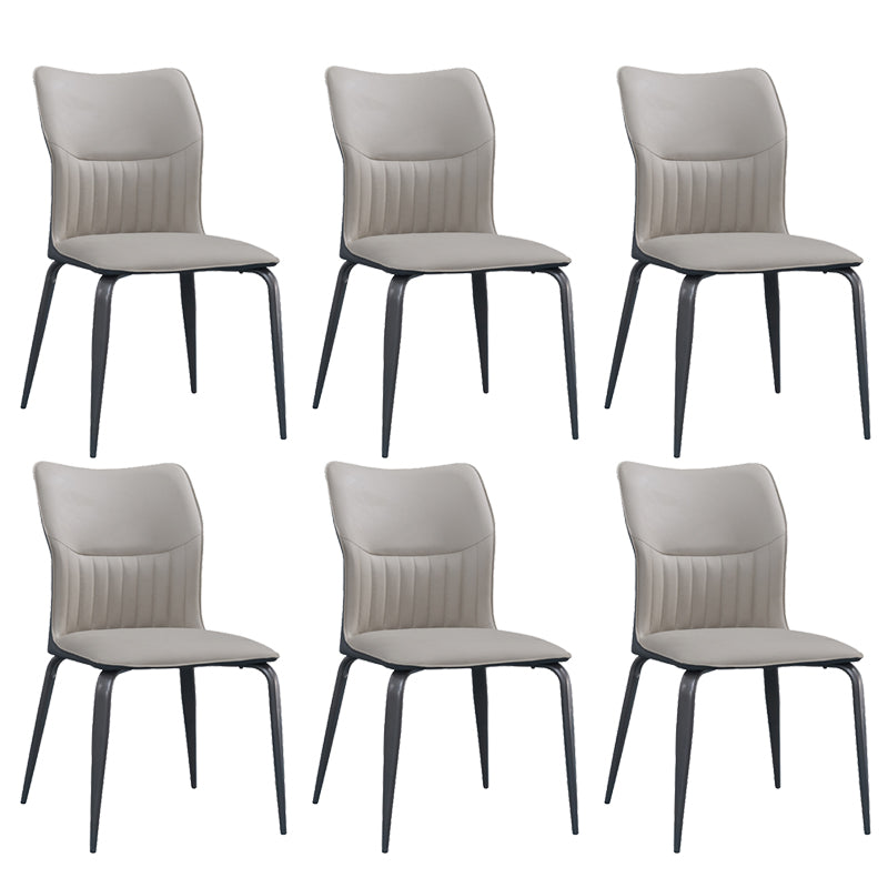 Modern Simple Side Chair Faux Leather Dining Chair with Metal Base for Living Room