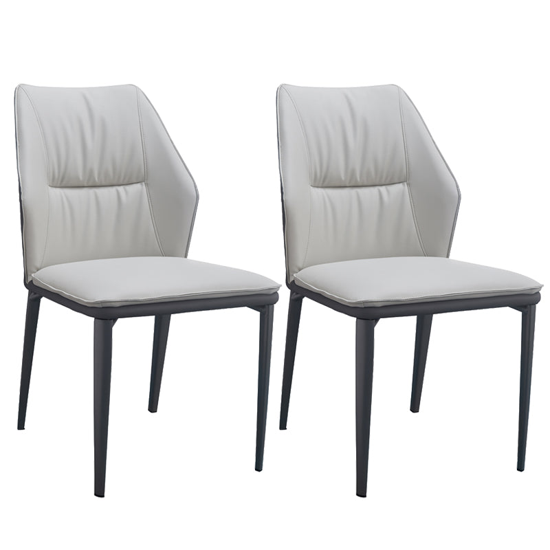 Modern Simple Side Chair Faux Leather Dining Chair with Metal Base for Living Room
