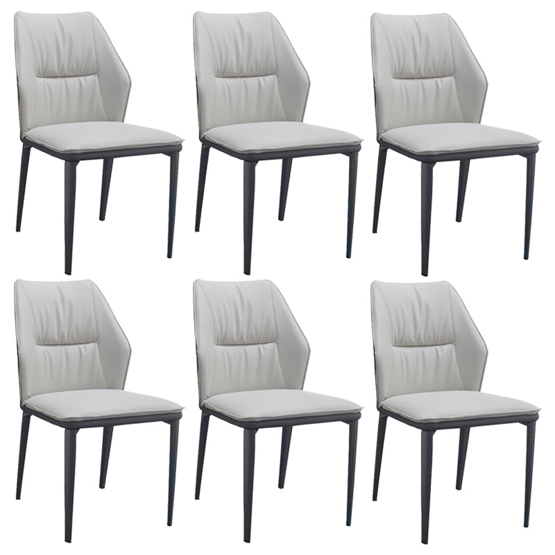 Modern Simple Side Chair Faux Leather Dining Chair with Metal Base for Living Room