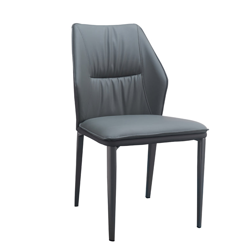Modern Simple Side Chair Faux Leather Dining Chair with Metal Base for Living Room