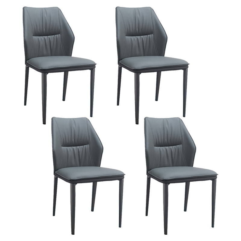 Modern Simple Side Chair Faux Leather Dining Chair with Metal Base for Living Room