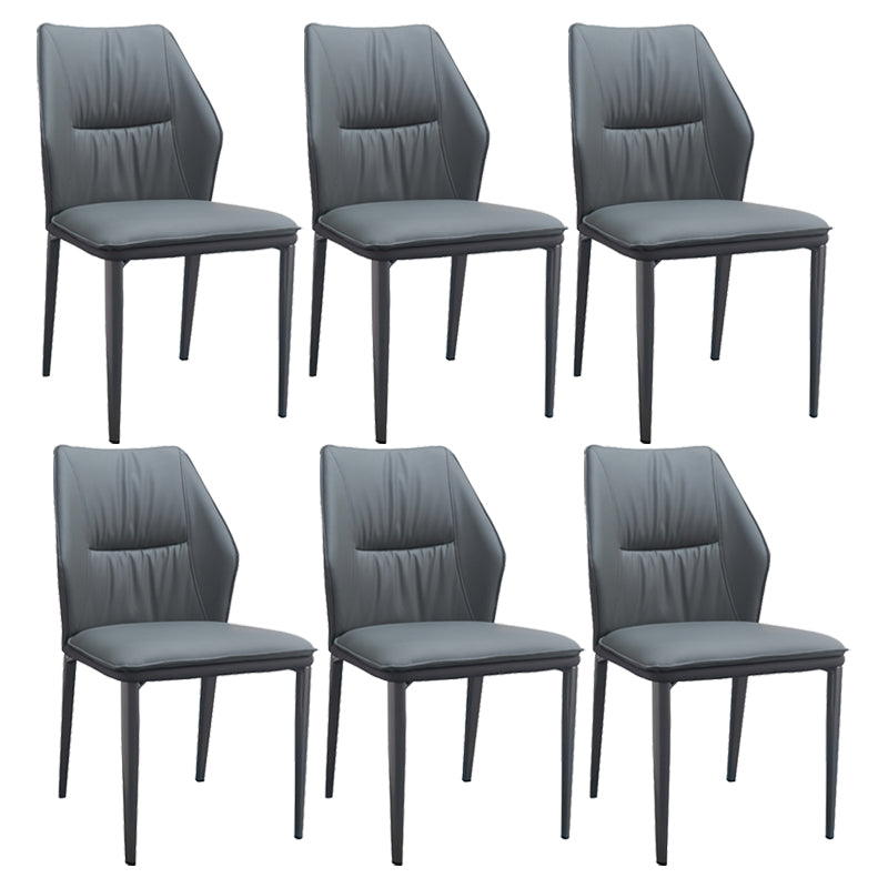 Modern Simple Side Chair Faux Leather Dining Chair with Metal Base for Living Room