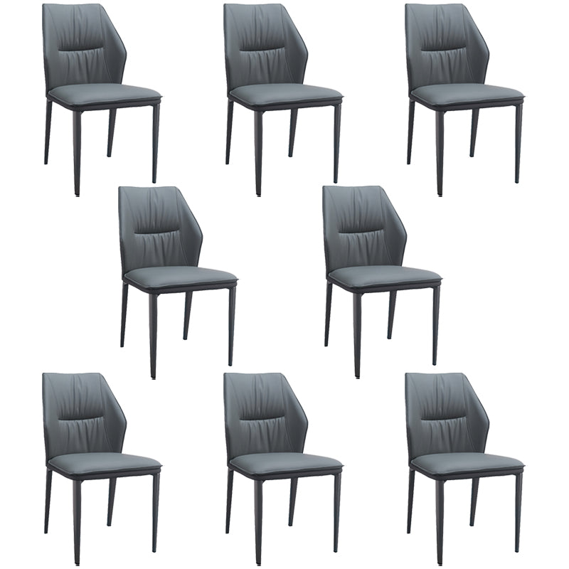 Modern Simple Side Chair Faux Leather Dining Chair with Metal Base for Living Room