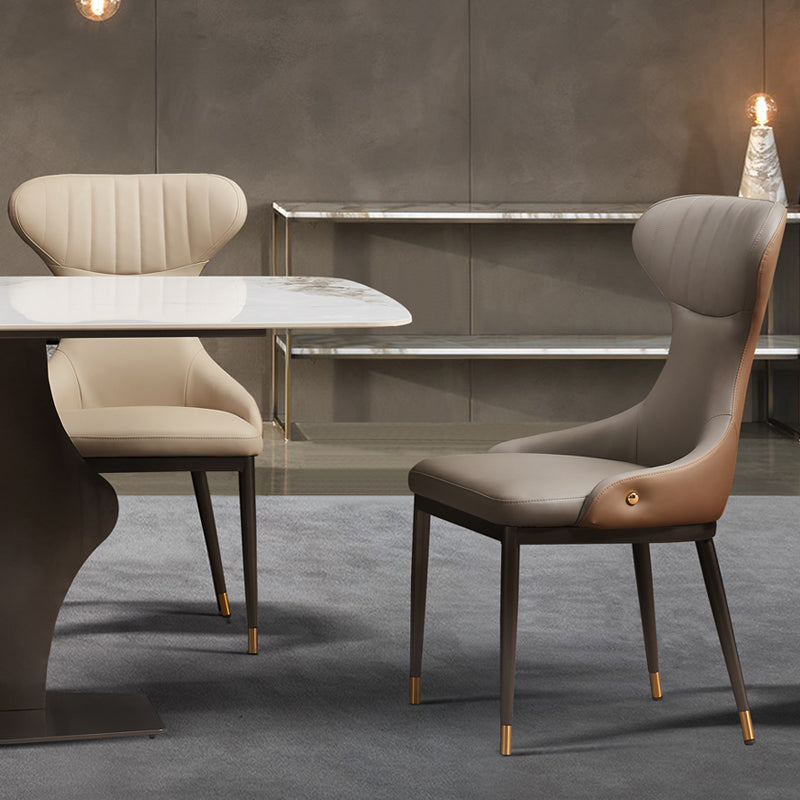 Modern Simple Side Chair Faux Leather Armless Dining Chair for Living Room