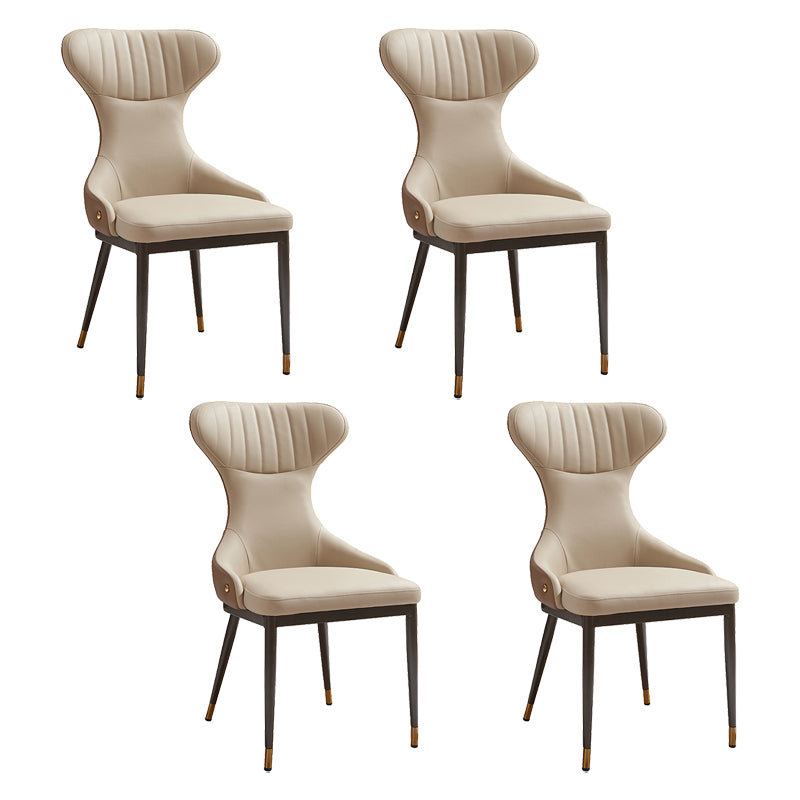 Modern Simple Side Chair Faux Leather Armless Dining Chair for Living Room