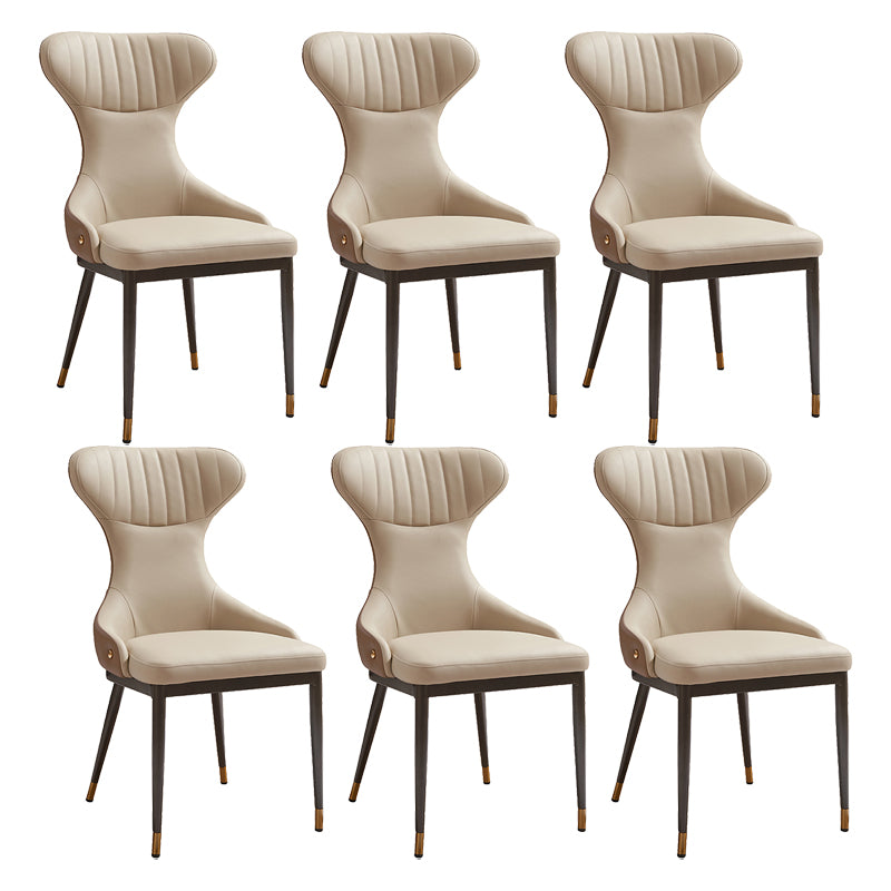 Modern Simple Side Chair Faux Leather Armless Dining Chair for Living Room