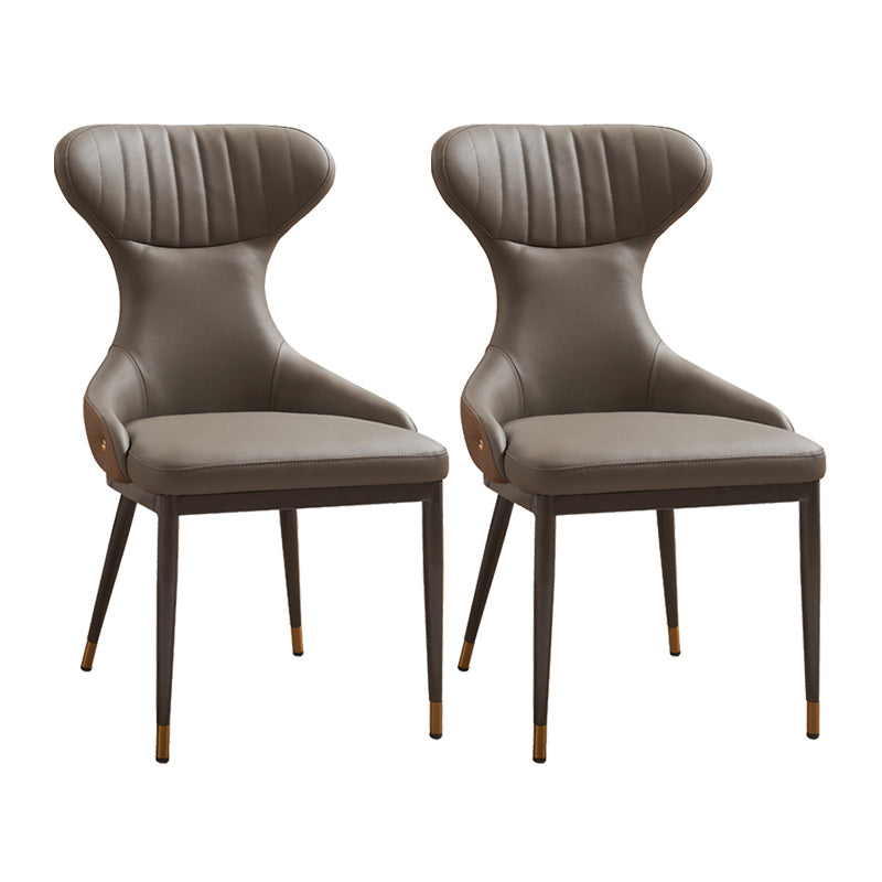 Modern Simple Side Chair Faux Leather Armless Dining Chair for Living Room
