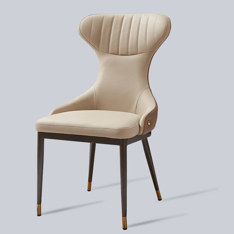 Modern Simple Side Chair Faux Leather Armless Dining Chair for Living Room