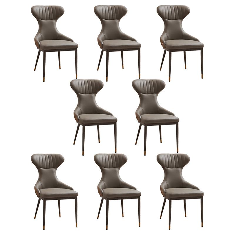 Modern Simple Side Chair Faux Leather Armless Dining Chair for Living Room