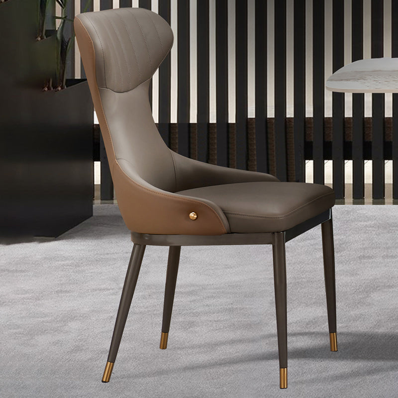 Modern Simple Side Chair Faux Leather Armless Dining Chair for Living Room