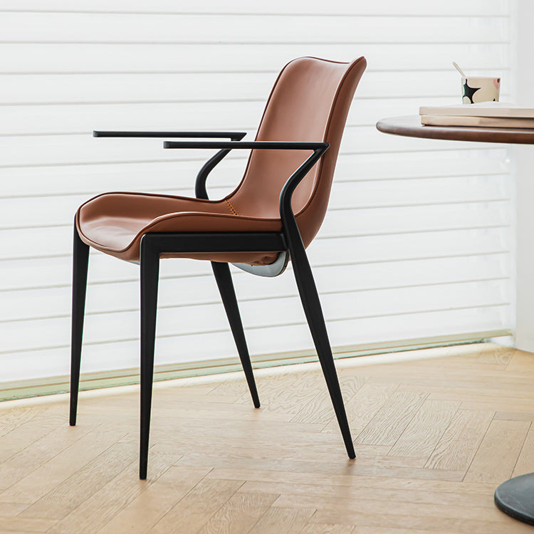 Industrial Style Arm Chair Faux Leather Dining Arm Chair for Living Room