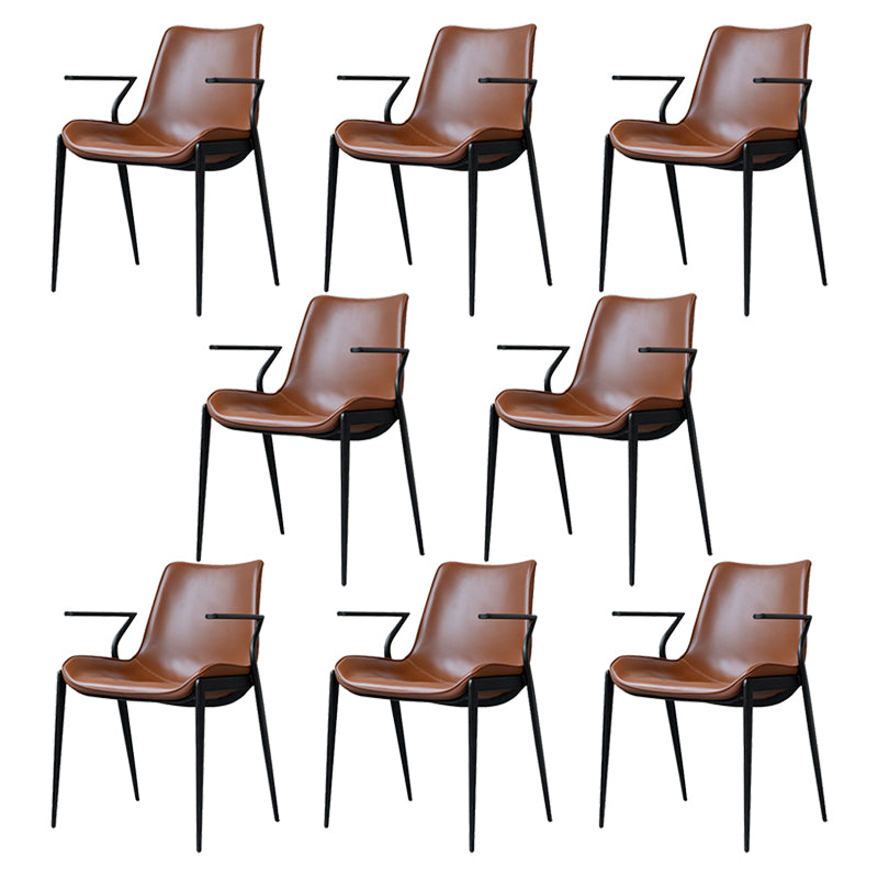 Industrial Style Arm Chair Faux Leather Dining Arm Chair for Living Room