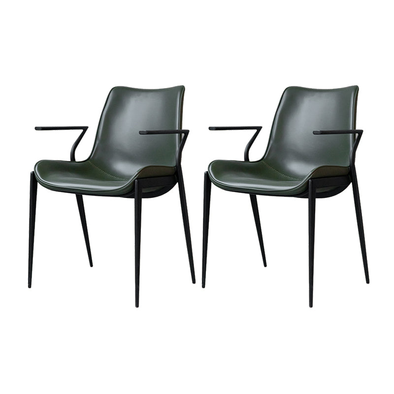 Industrial Style Arm Chair Faux Leather Dining Arm Chair for Living Room