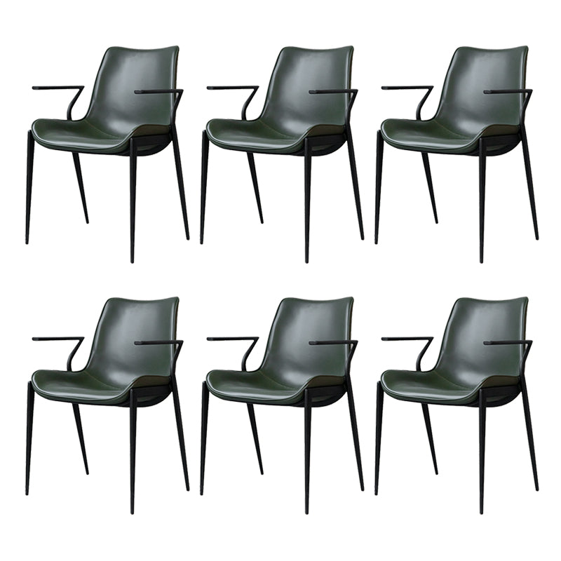 Industrial Style Arm Chair Faux Leather Dining Arm Chair for Living Room
