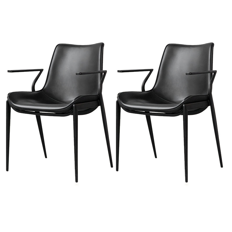 Industrial Style Arm Chair Faux Leather Dining Arm Chair for Living Room