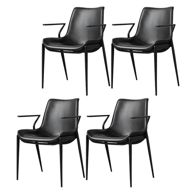 Industrial Style Arm Chair Faux Leather Dining Arm Chair for Living Room