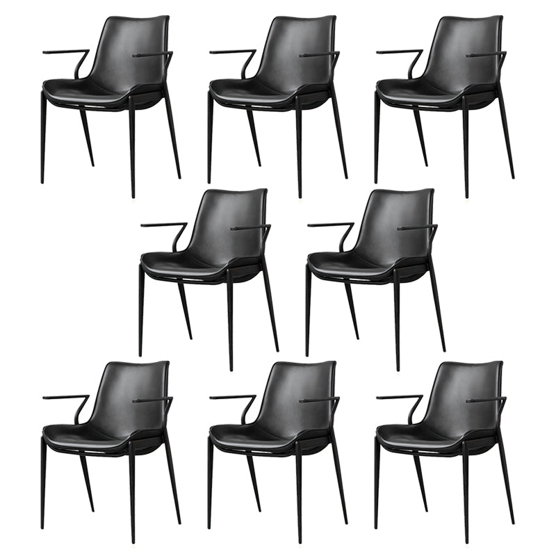 Industrial Style Arm Chair Faux Leather Dining Arm Chair for Living Room