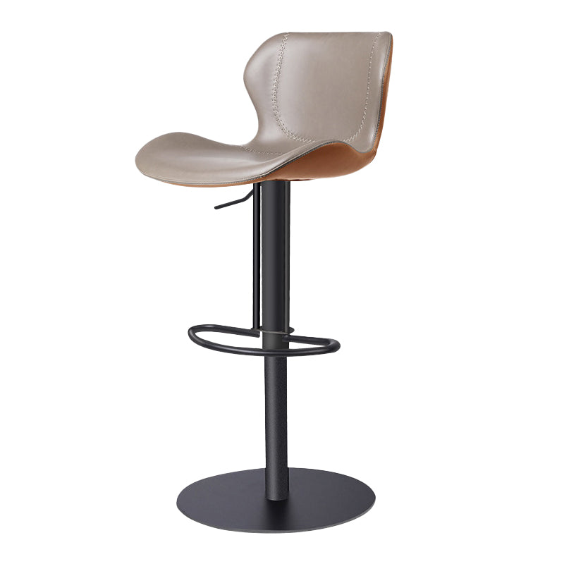 Faux Leather Barstool Adjustable Height Swivel Barstool with Footrest