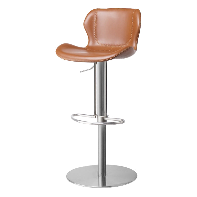 Faux Leather Barstool Adjustable Height Swivel Barstool with Footrest