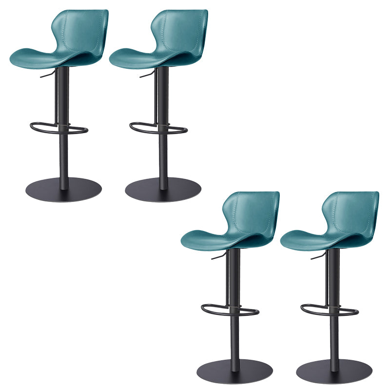 Faux Leather Barstool Adjustable Height Swivel Barstool with Footrest