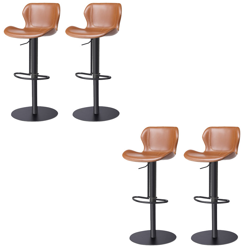 Faux Leather Barstool Adjustable Height Swivel Barstool with Footrest