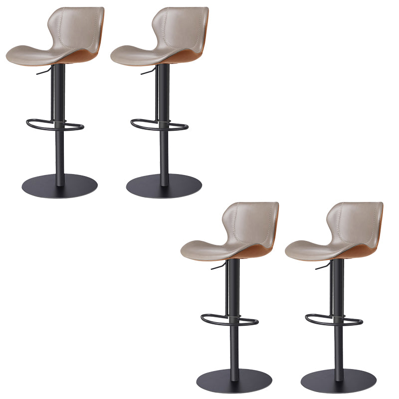 Faux Leather Barstool Adjustable Height Swivel Barstool with Footrest