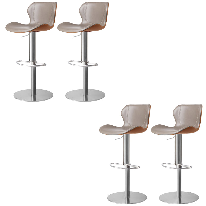 Faux Leather Barstool Adjustable Height Swivel Barstool with Footrest