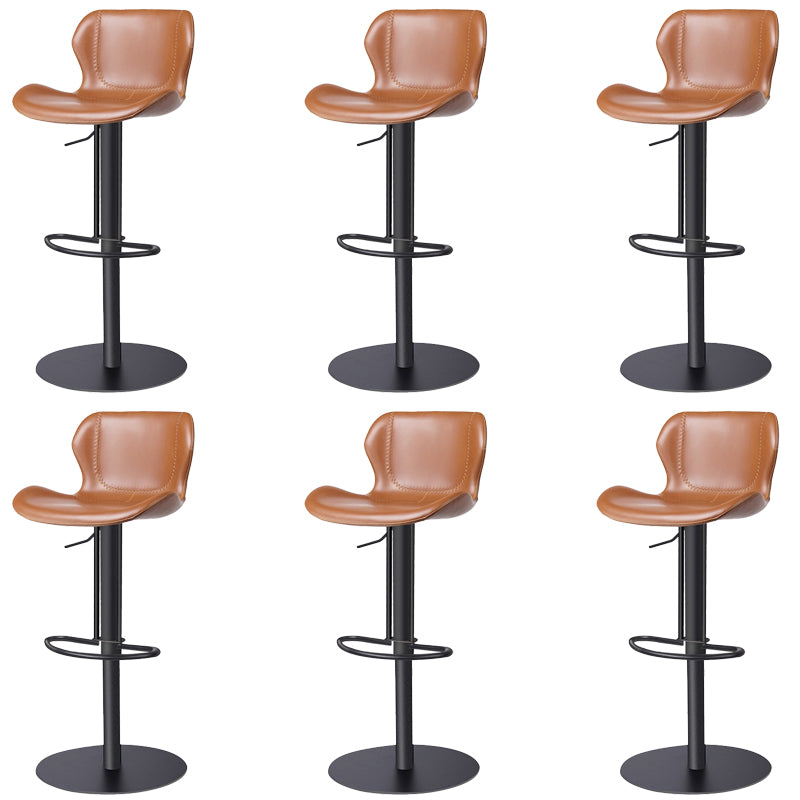Faux Leather Barstool Adjustable Height Swivel Barstool with Footrest