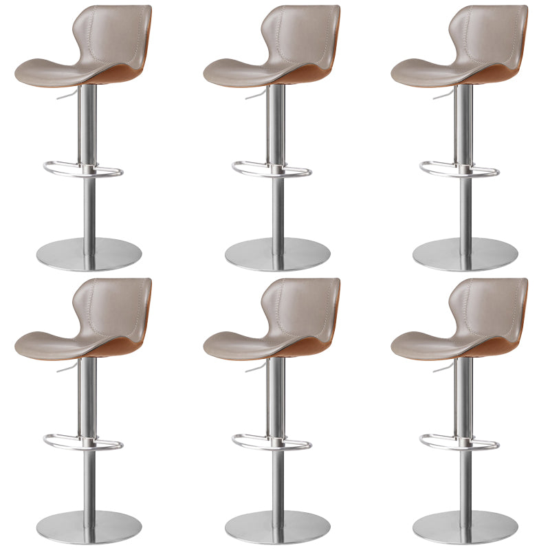 Faux Leather Barstool Adjustable Height Swivel Barstool with Footrest