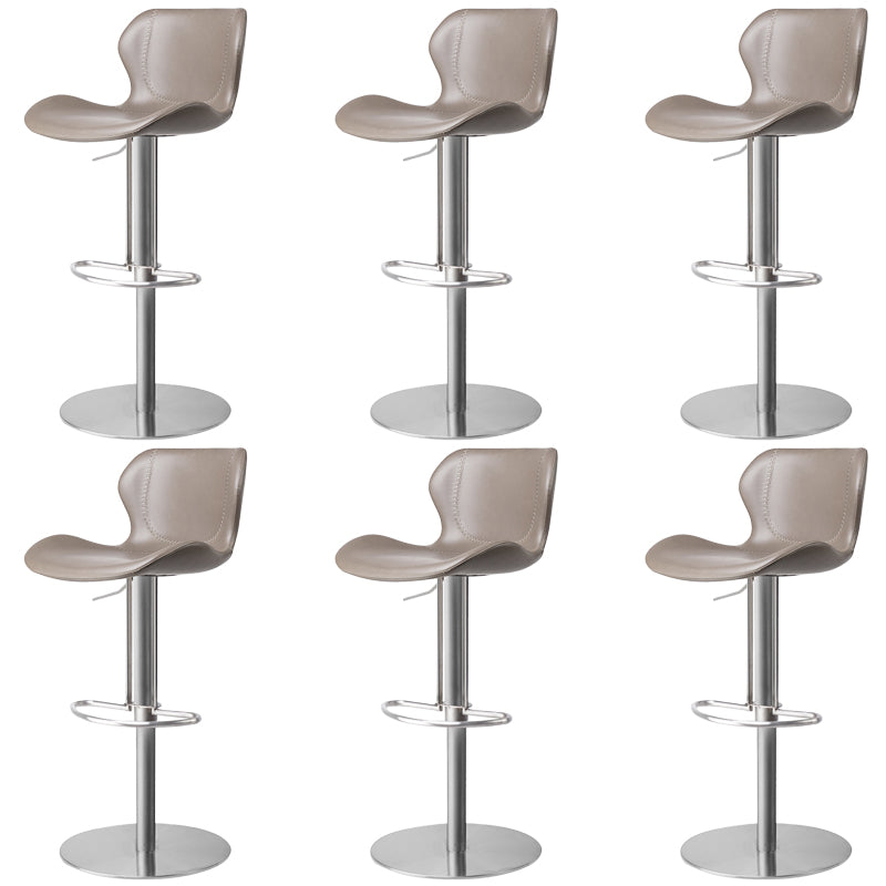 Faux Leather Barstool Adjustable Height Swivel Barstool with Footrest