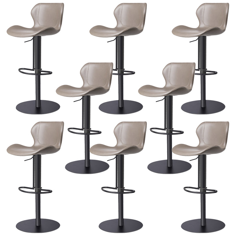 Faux Leather Barstool Adjustable Height Swivel Barstool with Footrest