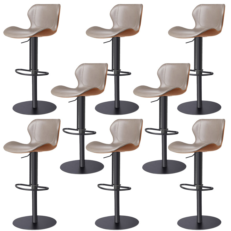 Faux Leather Barstool Adjustable Height Swivel Barstool with Footrest