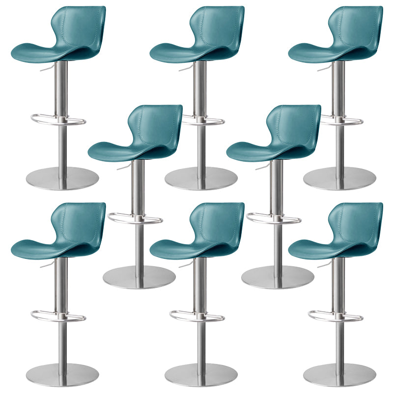 Faux Leather Barstool Adjustable Height Swivel Barstool with Footrest