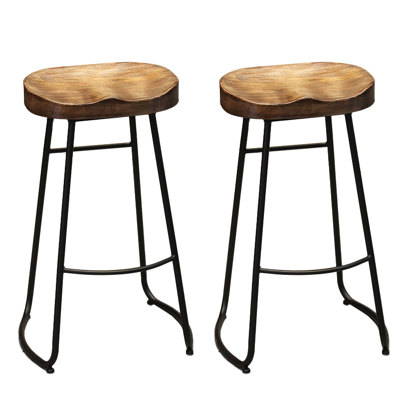Industrial Metal Dining Stools Armless Bar Stools with Footrest
