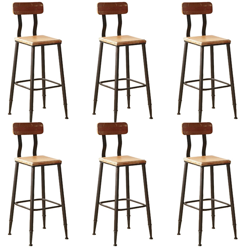 Industrial Metal Dining Stools Armless Bar Stools with Footrest