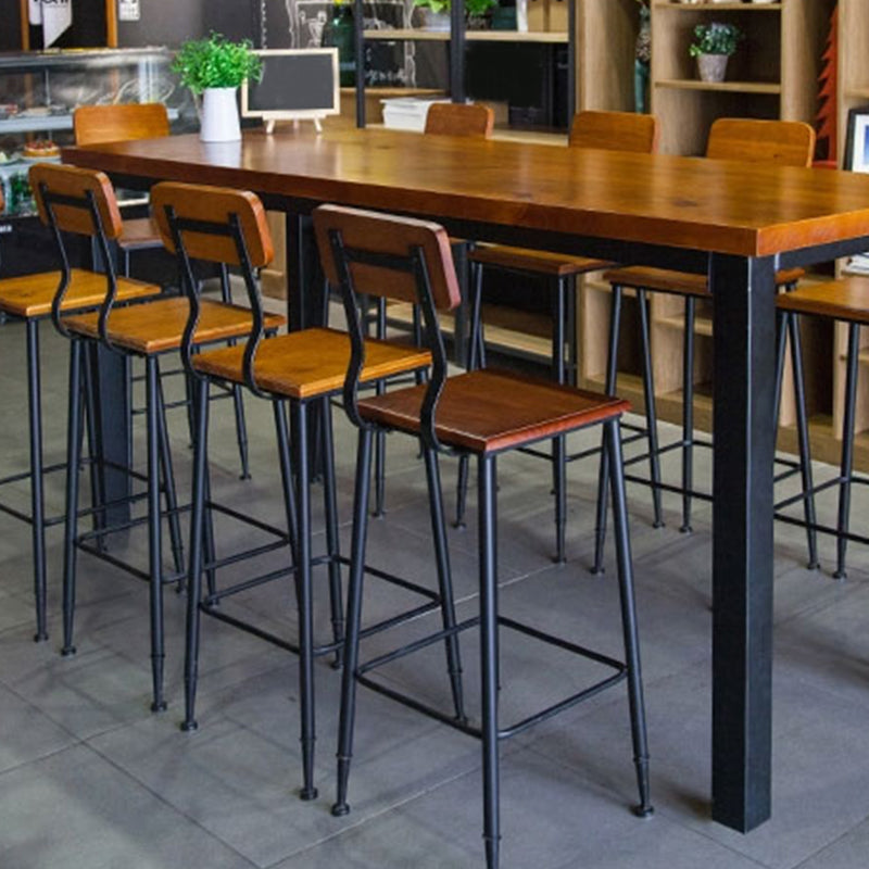 Industrial Metal Dining Stools Armless Bar Stools with Footrest