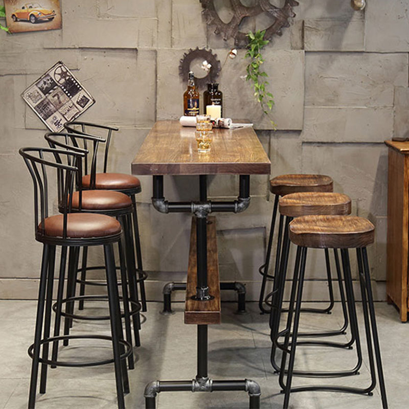 Industrial Metal Dining Stools Armless Bar Stools with Footrest