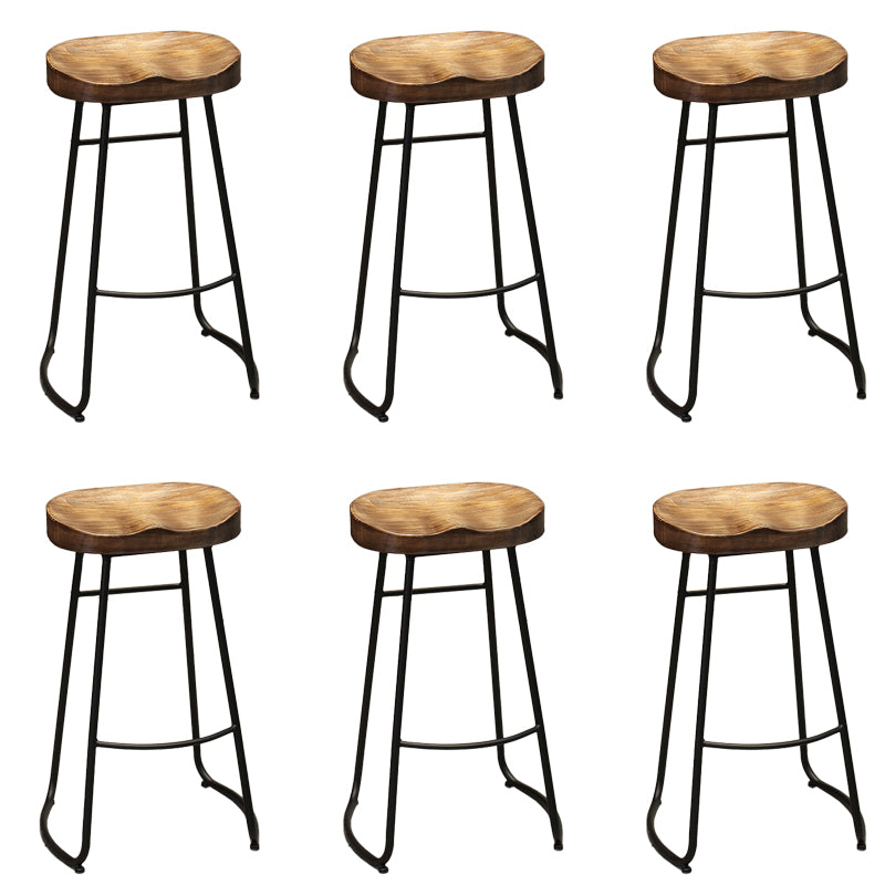 Industrial Metal Dining Stools Armless Bar Stools with Footrest