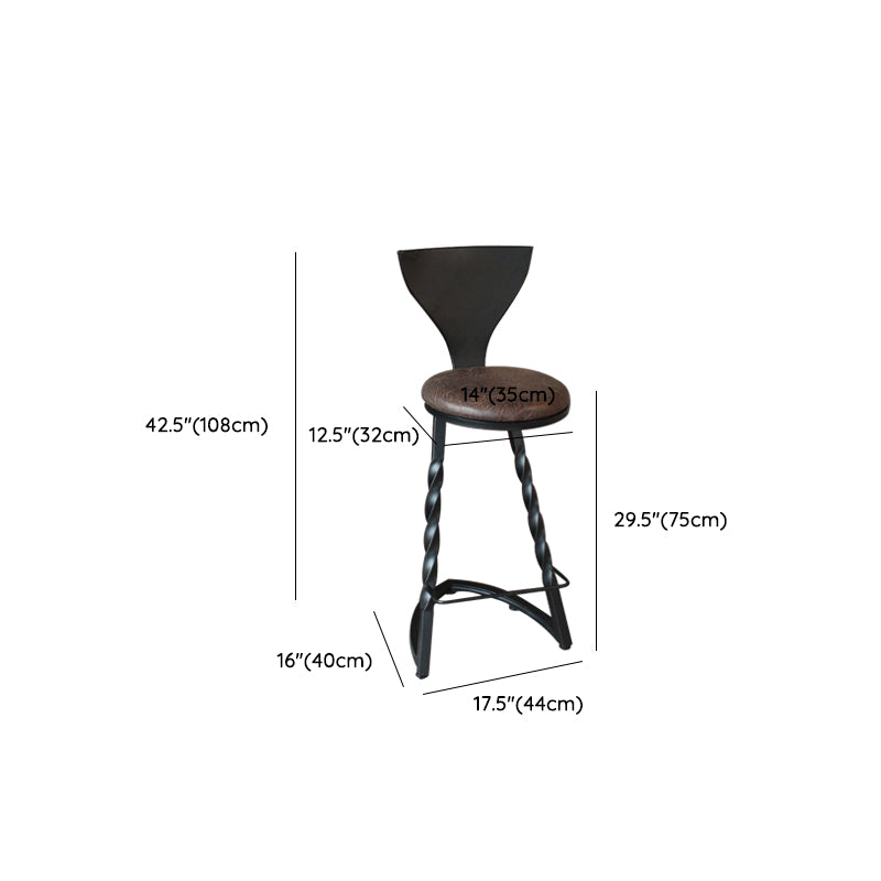 Industrial Metal Dining Stools Armless Bar Stools with Footrest
