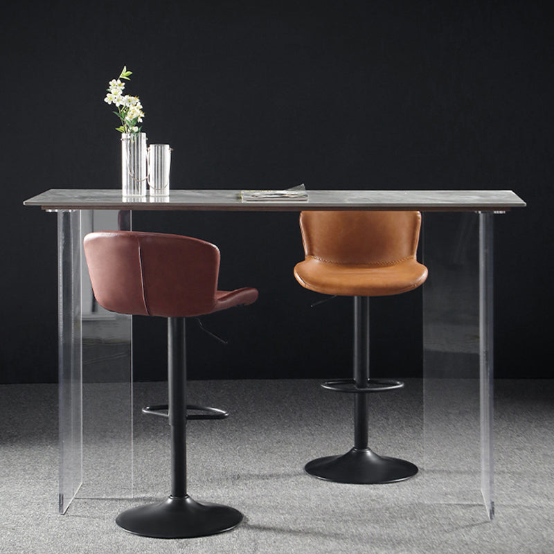 Faux Leather Barstools Adjustable Height Swivel Barstool with Footrest
