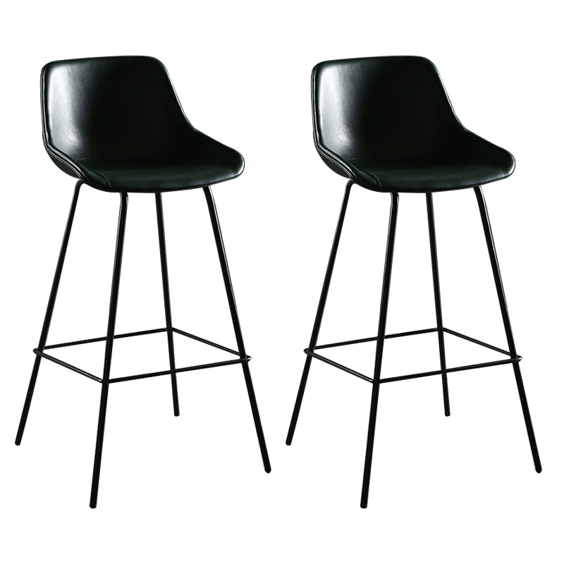 Faux Leather Dining Stools Bucket Armless Bar Stools with Metal Legs