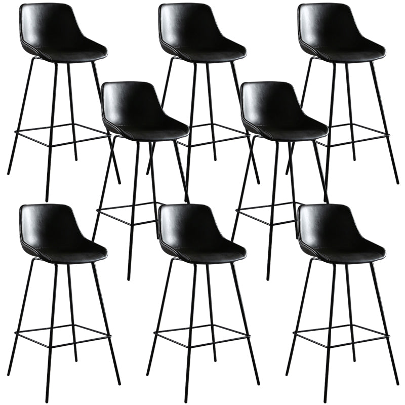 Faux Leather Dining Stools Bucket Armless Bar Stools with Metal Legs