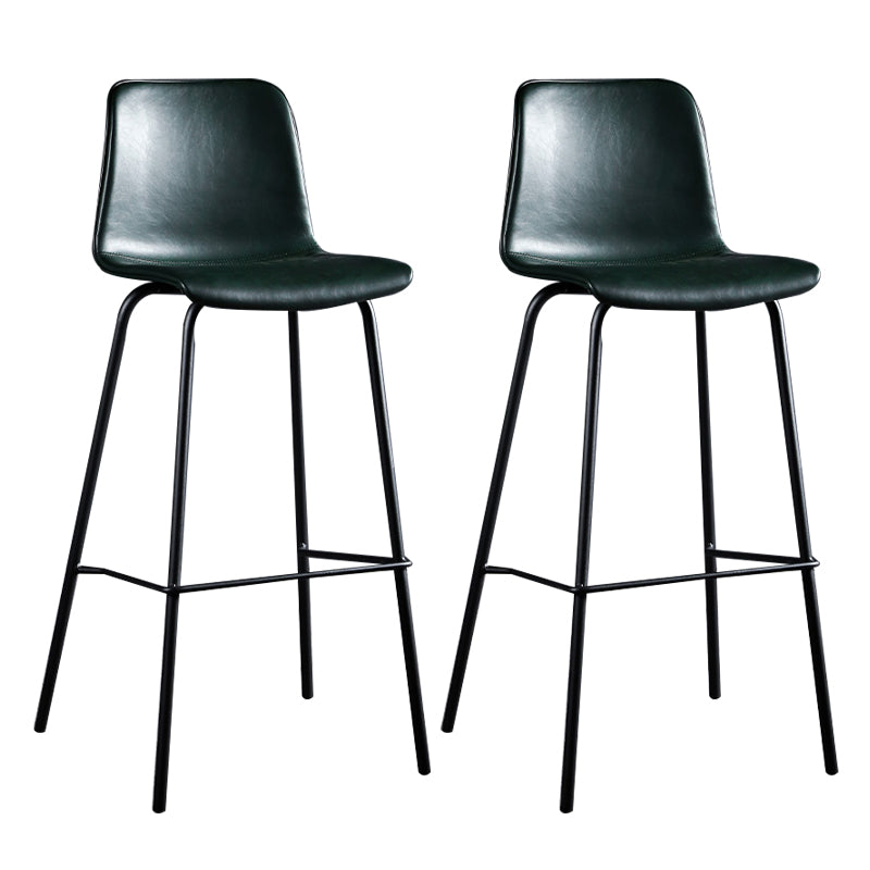 Faux Leather Dining Stools Low Back Bucket Bar Stools with Metal Legs