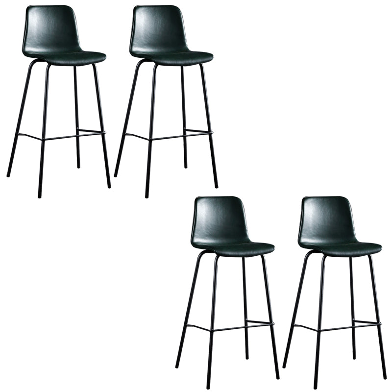 Faux Leather Dining Stools Low Back Bucket Bar Stools with Metal Legs
