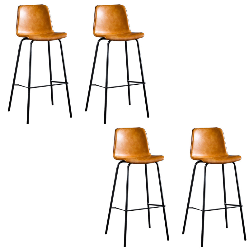 Faux Leather Dining Stools Low Back Bucket Bar Stools with Metal Legs